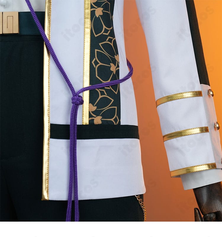 朔間凛月 チャンバラナイト衣装の裾装飾ディテール。ヘムの意匠と縁取りが分かるカット。