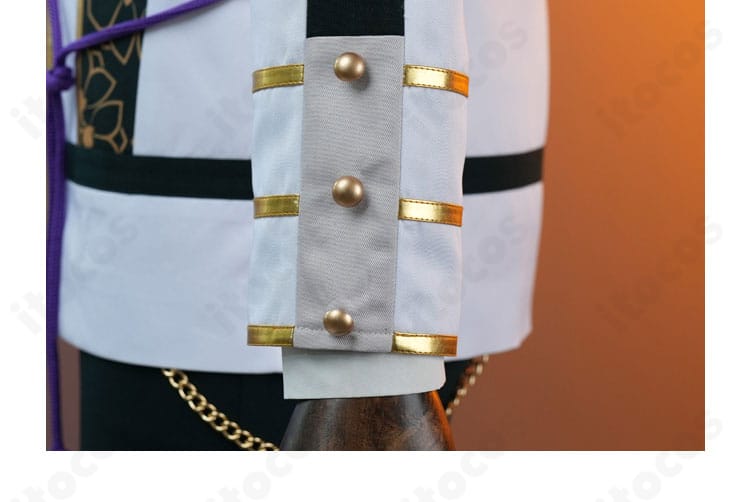 朔間凛月 チャンバラナイト衣装の袖口装飾。紐飾りとカフのデザインを詳細に表示。