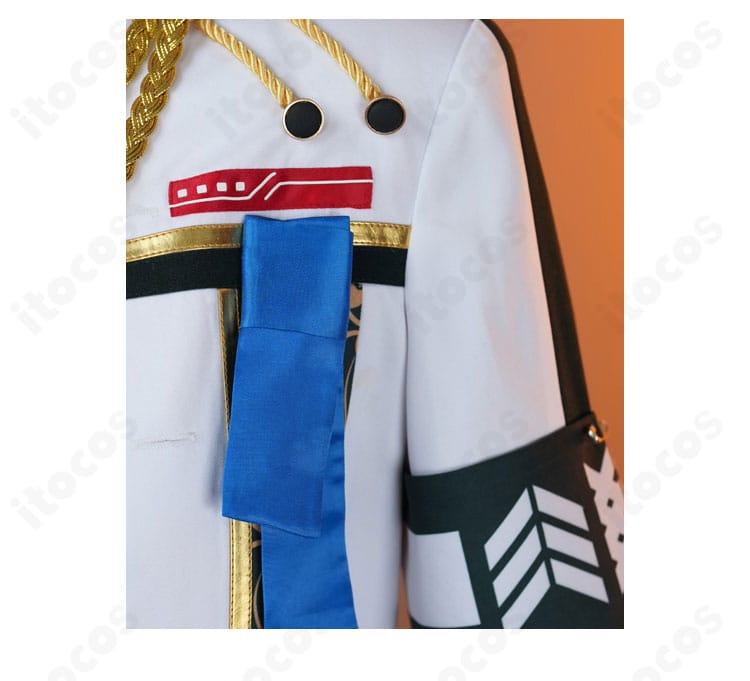 朔間凛月 チャンバラナイト衣装の肩・袖ディテール。刺繍と肩章の質感が伝わる接写。