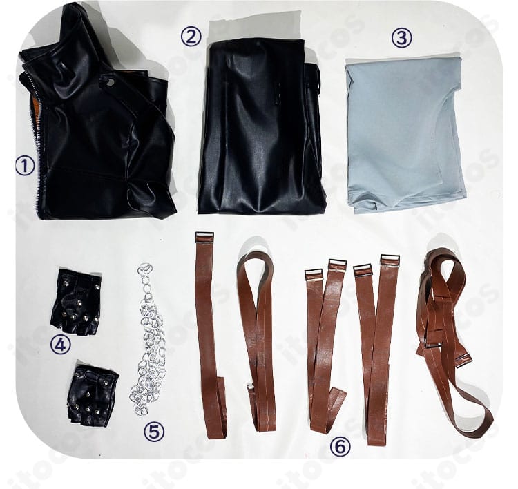 コート・インナー・ズボン・手袋・チェーン・ベルトの6点セット内容一覧