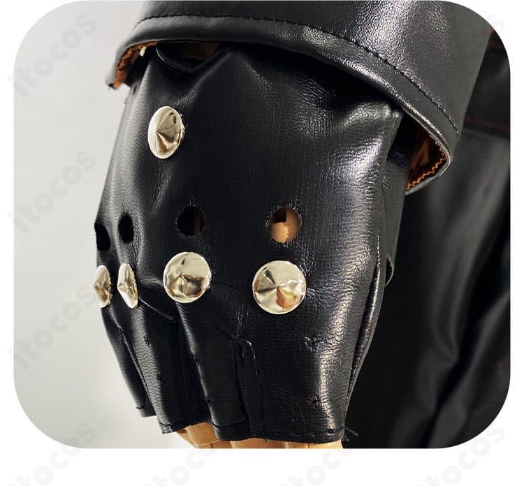 付属手袋の形状とステッチを示す手袋ディテール