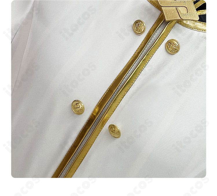 門襟部分の装飾ディテール。均整の取れたトリムで礼装の端正さを再現