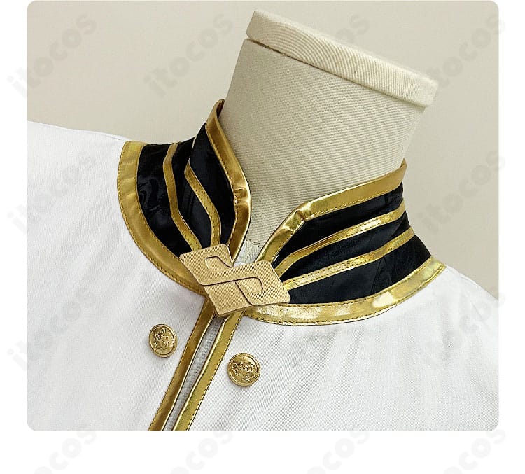 襟飾りの近接画像。レグルス・コルニアス特有のデザインを丁寧に表現