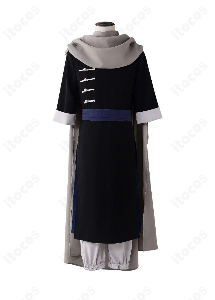 銀魂 神威コスプレの質感ディテール。生地の表情、刺繍風意匠、パターン配置を強調した近接カット。