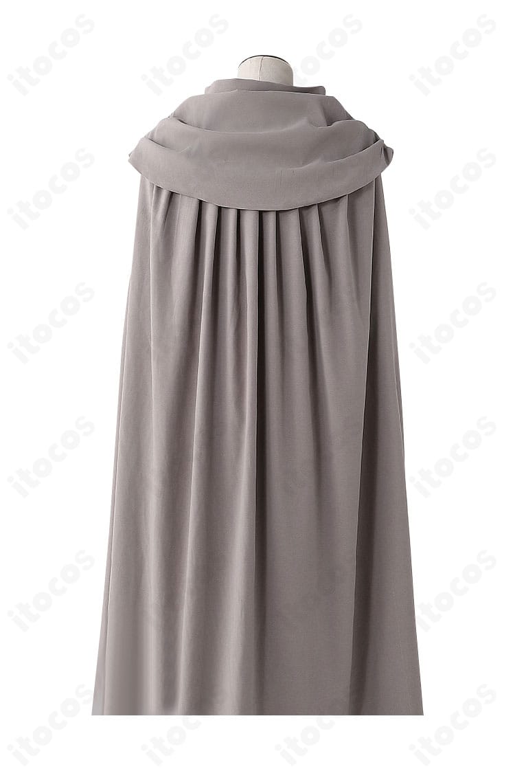 銀魂 神威コスプレ衣装の背面全体。披風のボリュームと背中のライン構成が見えるバックビュー。