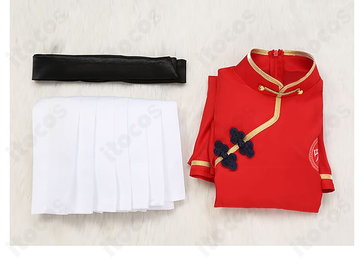 朱城ルミ 幼女バージョン コスプレ衣装のセット内容（ワンピース・ショートスカート・帯）