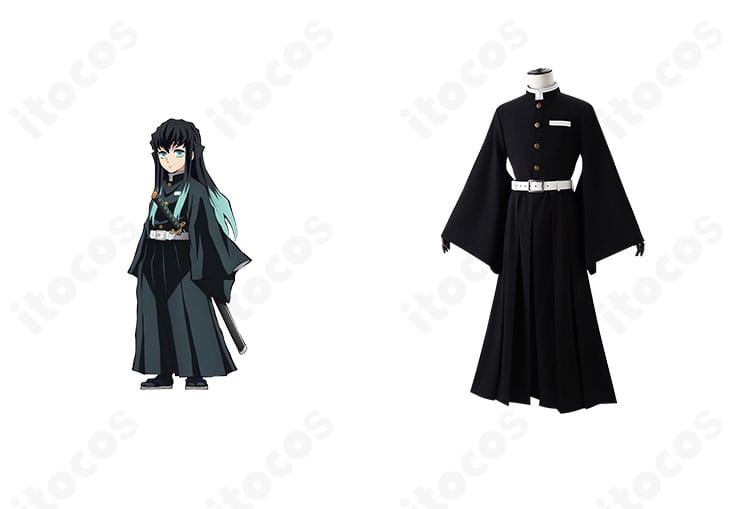 時透無一郎のコスプレ衣装を正面から。キャラクター合成とともに鬼滅の刃の世界観を再現した隊服の雰囲気が伝わる画像。