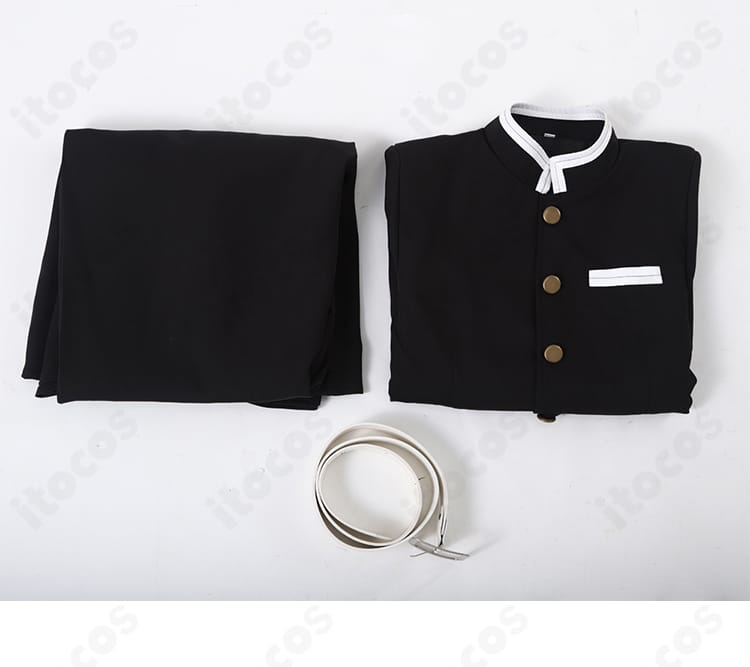 時透無一郎コスプレ衣装のセット内容。上着・ズボン・ベルトの3点が並んだ構成確認画像。