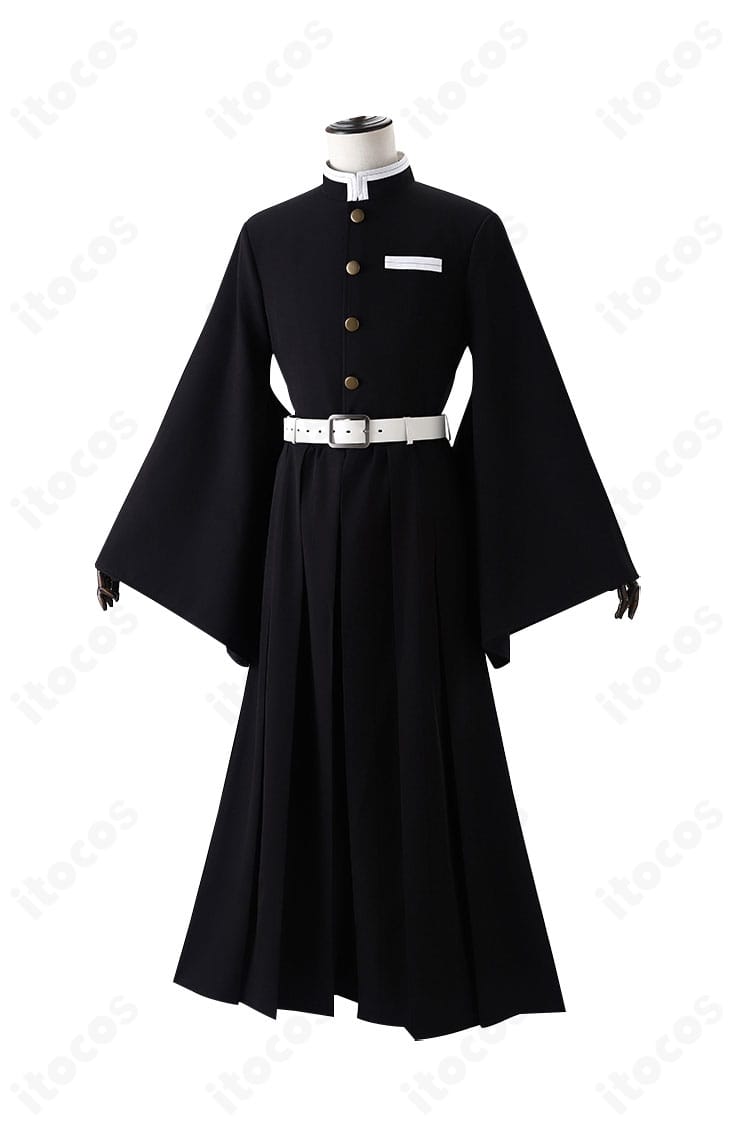 鬼滅の刃 時透無一郎の隊服コスプレ正面写真。刺繍入りディテールと端正なフロントラインが分かるカット。