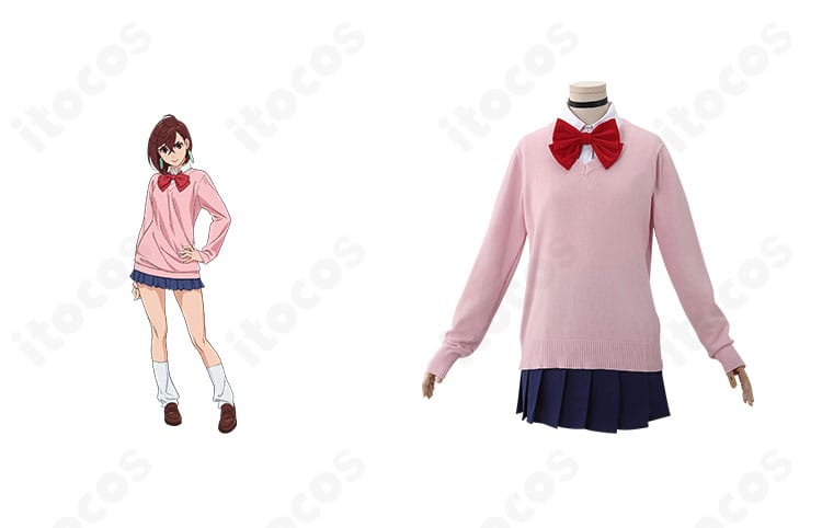 ダンダダン 綾瀬桃の制服（セーター）コスプレ一式をモデル合成で再現した正面画像。高再現度で表情づくりに適した構図。