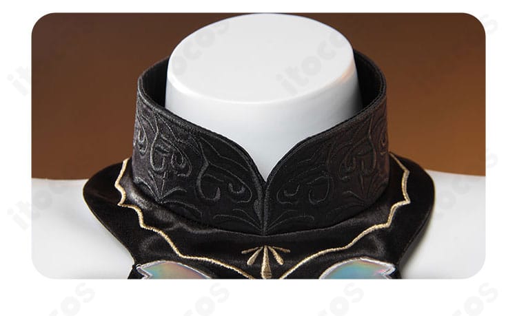 グレイス（漁女）衣装の襟部分クローズアップ。精緻な刺繍と縁取りの質感が際立つ。