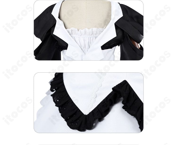 襟元とスカート切り替えのデザイン。清楚な印象を作るネックラインのバランス