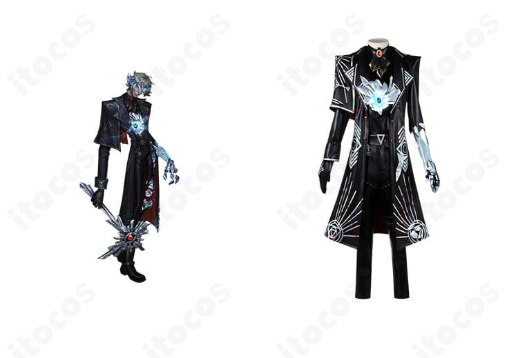 ノートン・キャンベル 輝安鉱コスプレの正面全身とキャラクターを並置した比較画像