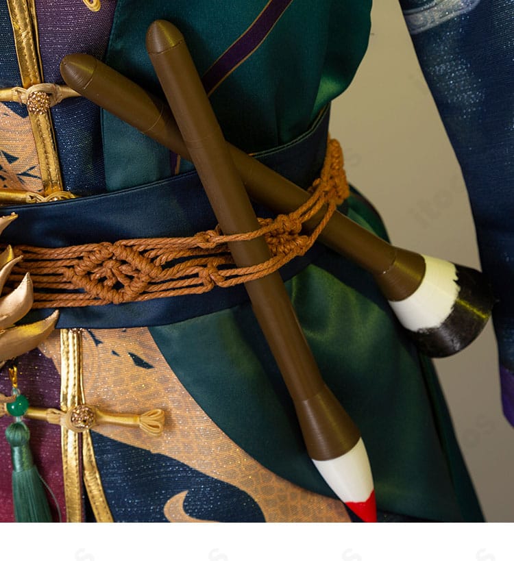 筆モチーフ装飾｜曲芸師の象徴的な筆アイテムの造形と取り付け位置