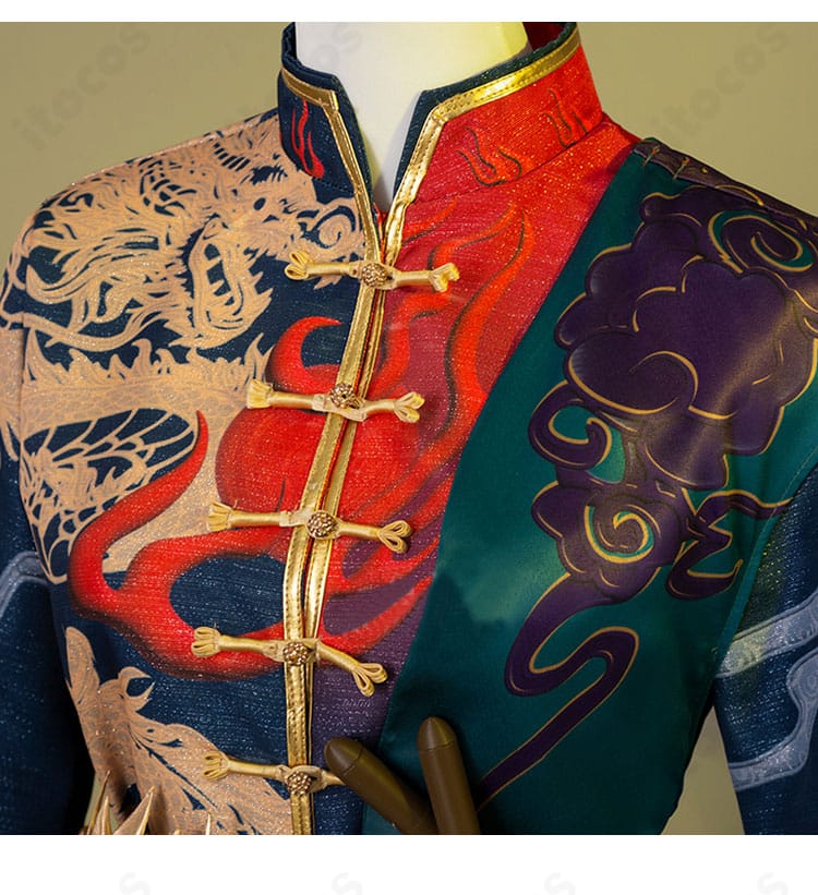 襟元の装飾ディテール｜祈雨珠の襟意匠と縁取りの仕上げ