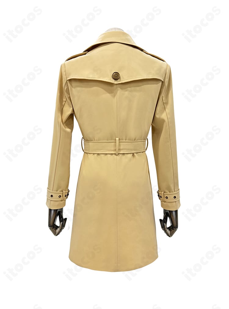 ペルソナ5R 明智吾郎 冬服トレンチコートの背面。センターベントと背中のシルエットが分かる画像