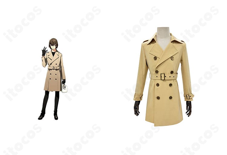 ペルソナ5 ザ・ロイヤル 明智吾郎 冬服トレンチコートの正面全体とキャラクター参考画像の比較