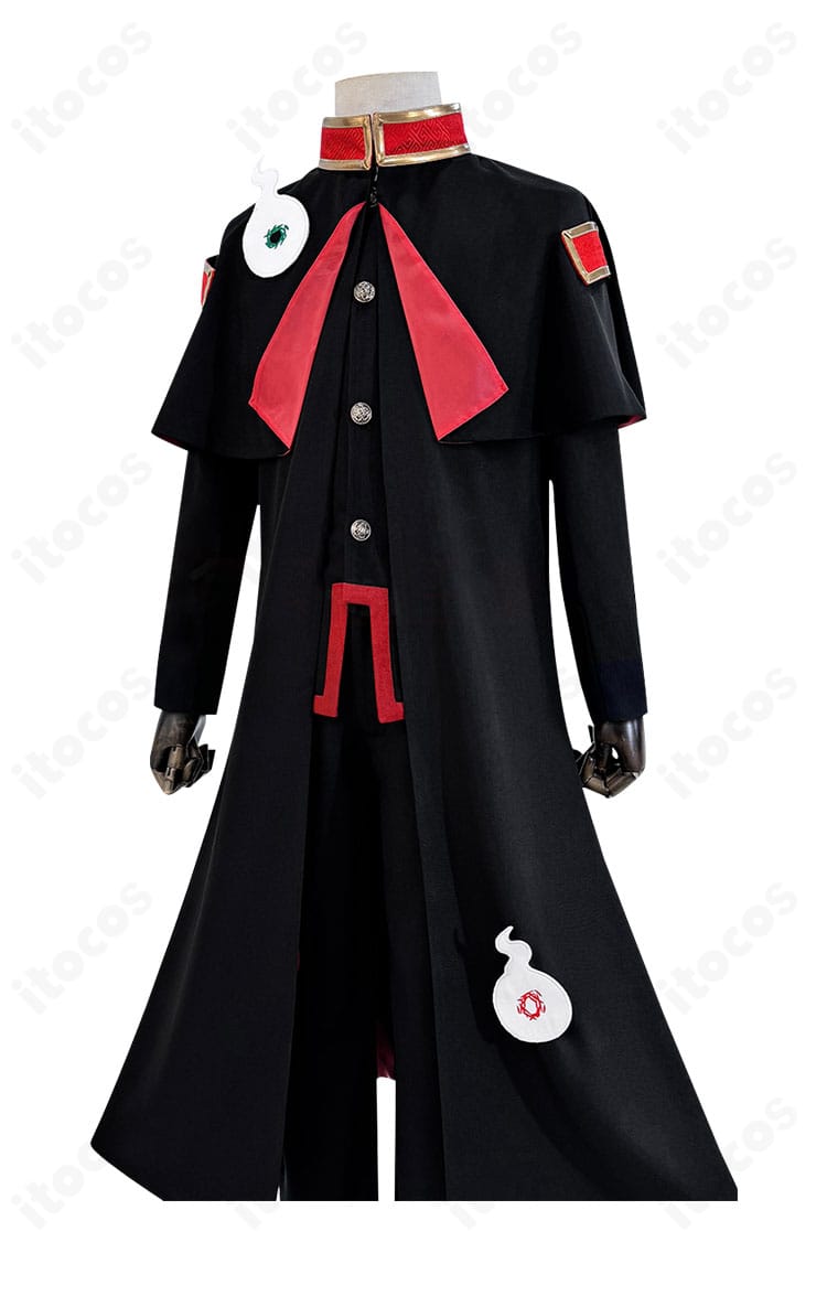 花子くん衣装の左側面ディテール。肩線と裾のラインがわかる角度の画像。