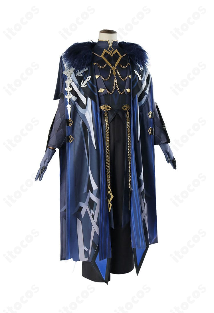 原神 カピターノ衣装の側面カット。肩飾りから腰飾りまでのラインと立体感を強調。