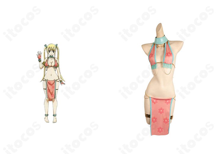 ルーシィ・ハートフィリア 踊り子衣装の正面全体像。トップスとスカート、各種アクセサリーのバランスが分かる構図。