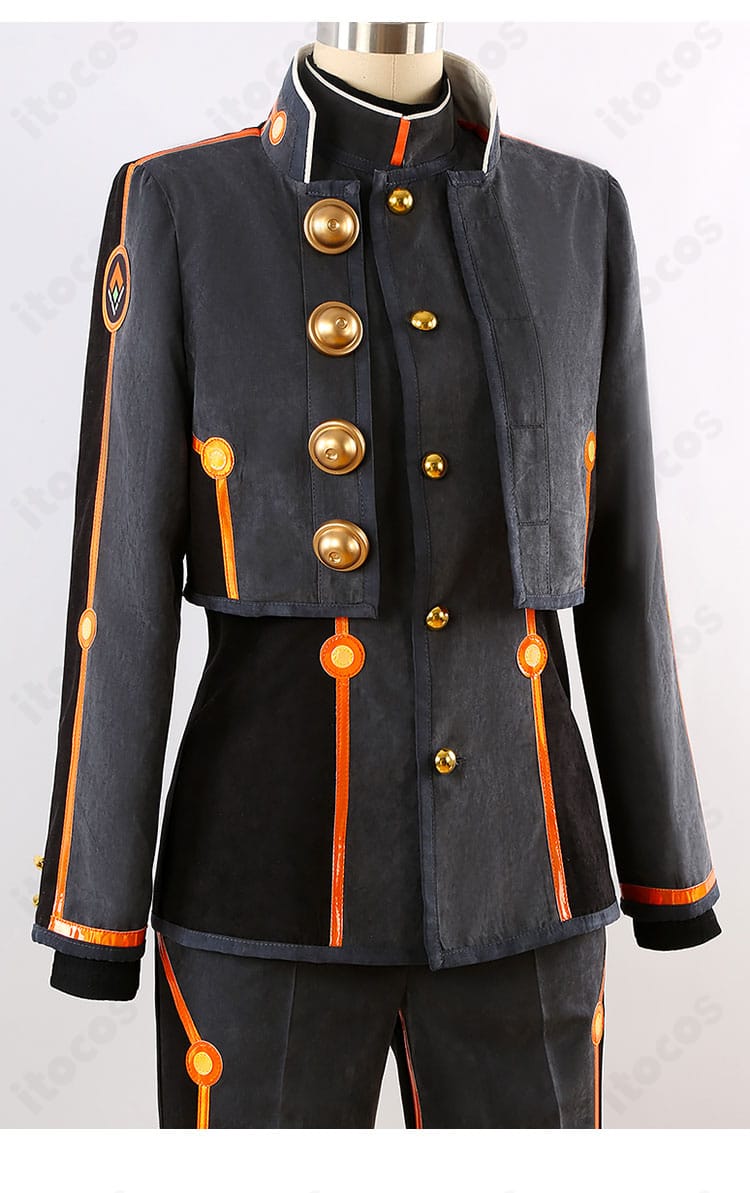 Fate/Grand Order 岸波白野（ザビ男）コスプレ衣装の装飾ディテール。刺繍風意匠とパーツの仕上がりが見える近接ショット。