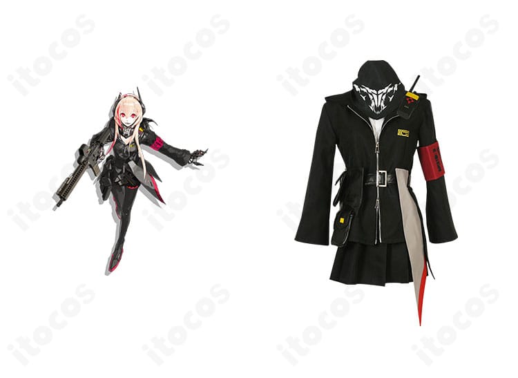 M4 SOPMOD IIの正面全体を写したコスプレ衣装とキャラクター参考イメージの比較画像