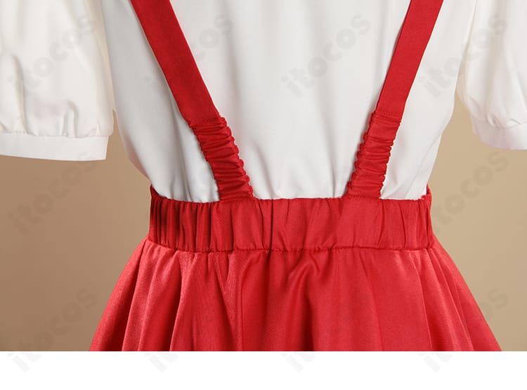 さくらももこ コスプレのスカートと背帯ディテール。装飾の刺繍と縫製の整いを近接で表現。