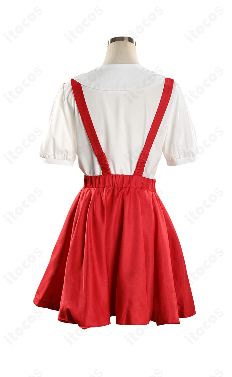 さくらももこ コスプレ衣装の背面全体。肩紐のラインとスカートの落ち感を確認でき、イベント向けの仕上がり。