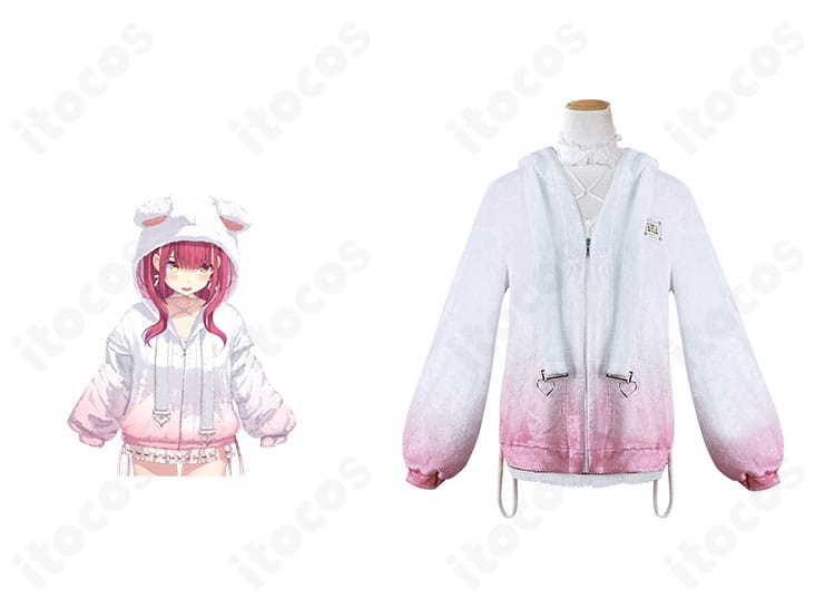 宝鐘マリン 部屋着コスプレ衣装の全体像とキャラクタービジュアルの組み合わせ画像