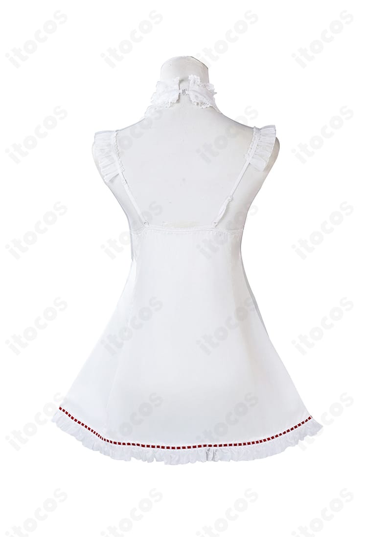 スカート前面のトリムとリボン装飾を接写。可愛い印象を強調するディテール