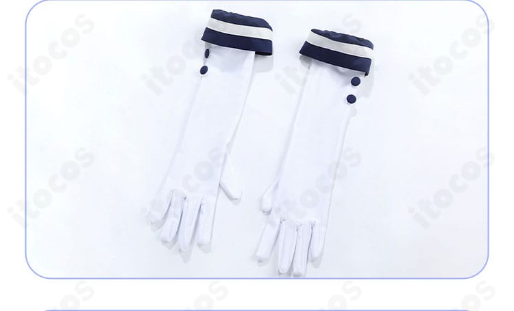 付属手袋の近接。指先のフィット感とエレガントな光沢を表現