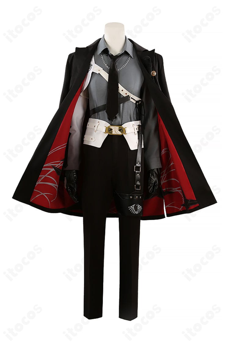 正面全景。コート、ネクタイ、コルセットベルト、胸元装飾までを高再現で確認できる後家兼光コスプレ衣装。