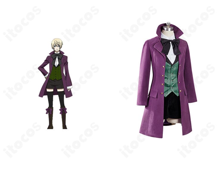 黒執事Ⅱ アロイス・トランシーのコスプレ衣装とキャラクター比較イメージ。全体の色味とシルエットを確認できる組み合わせ画像。