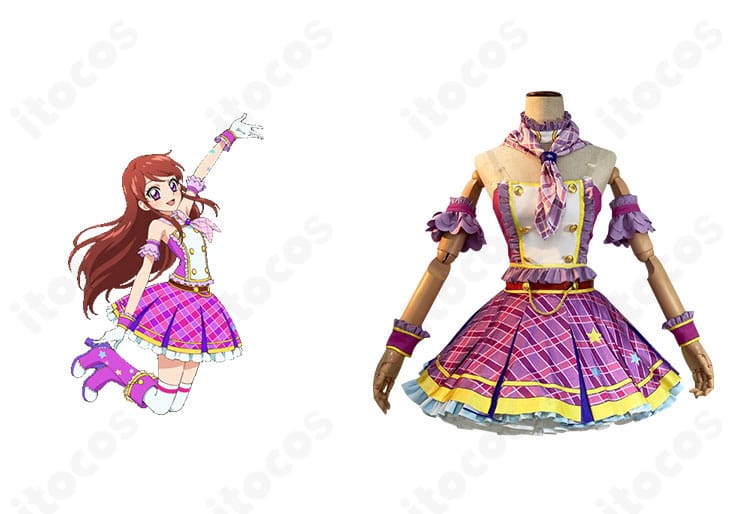 紫吹蘭のコスプレ衣装 正面一式とキャラクター比較。発色とシルエットを重視したITOCOS製セットの全体像。