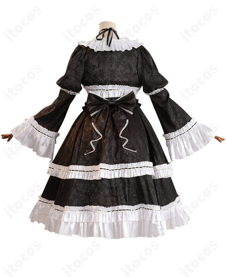 弥海砂コスチューム背面。背部の大きな蝶結びと背面ラインの整い方を確認できるディテールショット。