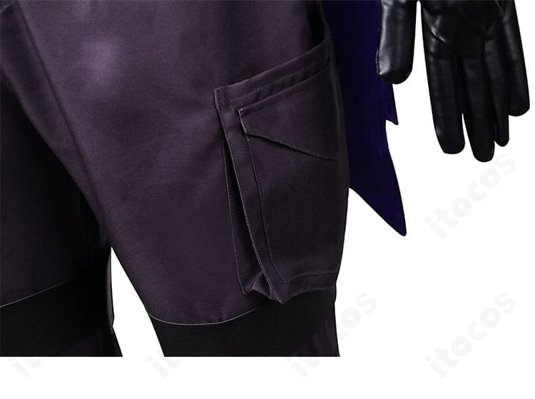 ズボンのポケット装飾。ポケットフラップとステッチの実在感ある作り込みを表示。