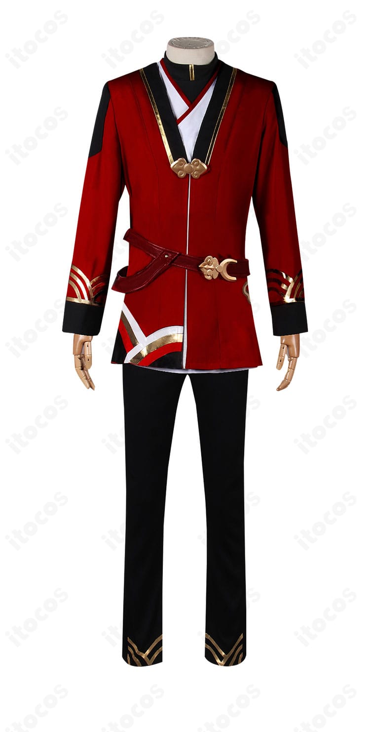 ウェイの工造司制服コスプレ 正面フルショット。端正なシルエットと胸元の装飾が映える。