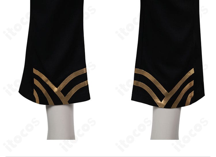 ウェイ コスプレ ズボンの装飾ディテール。サイドラインと金具で工造司らしい印象に。