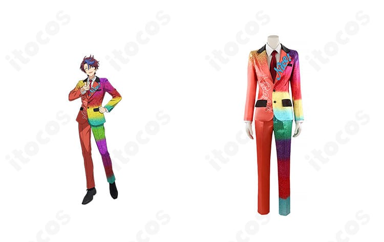 『あんさんぶるスターズ！！』ナイス・アルネブ・サンダー衣装の正面とキービジュアル風コラボ構成画像