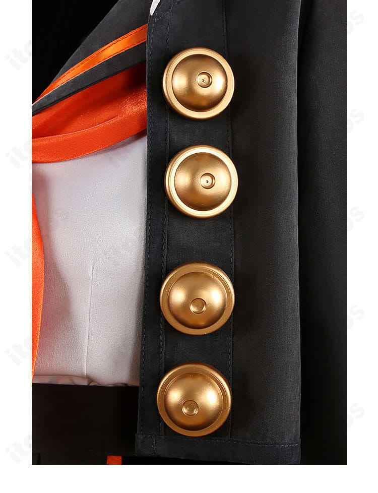 FGO 岸波白野（ザビ子）制服コスプレ衣装の襟元装飾クローズアップ。胸飾りとのバランスが分かるディテール。