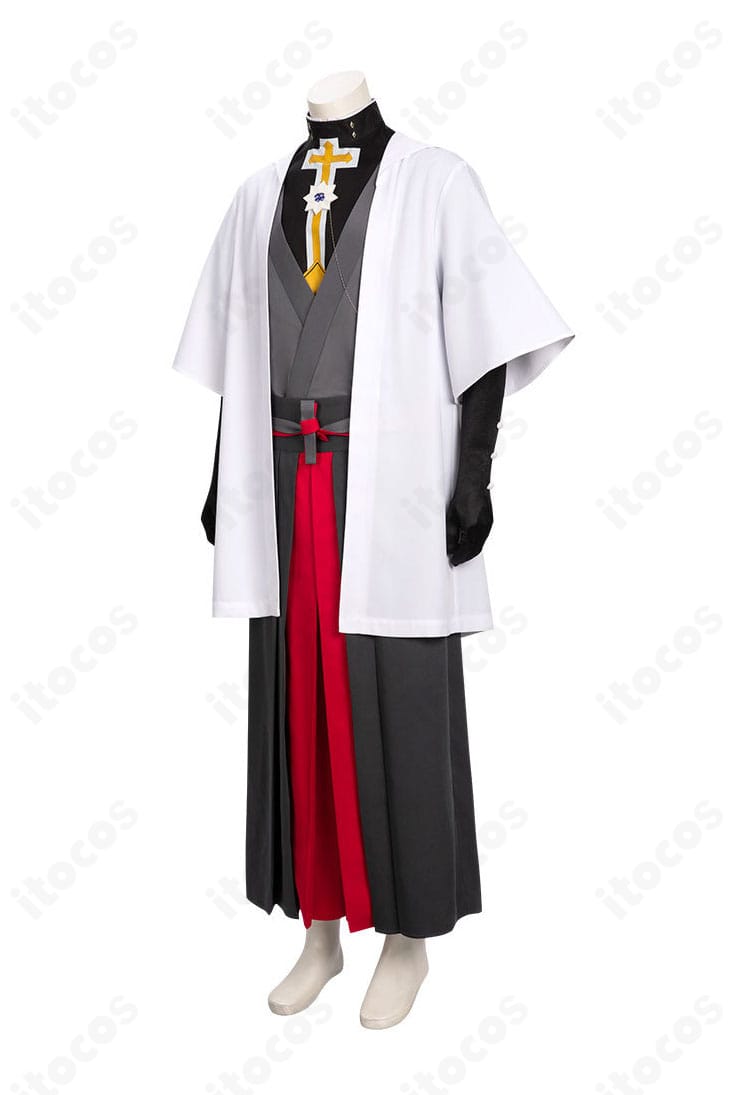 飛鳥=R=クロイツ 衣装の側面画像。コートのラインと袖口デザイン、パンツのシルエットを強調