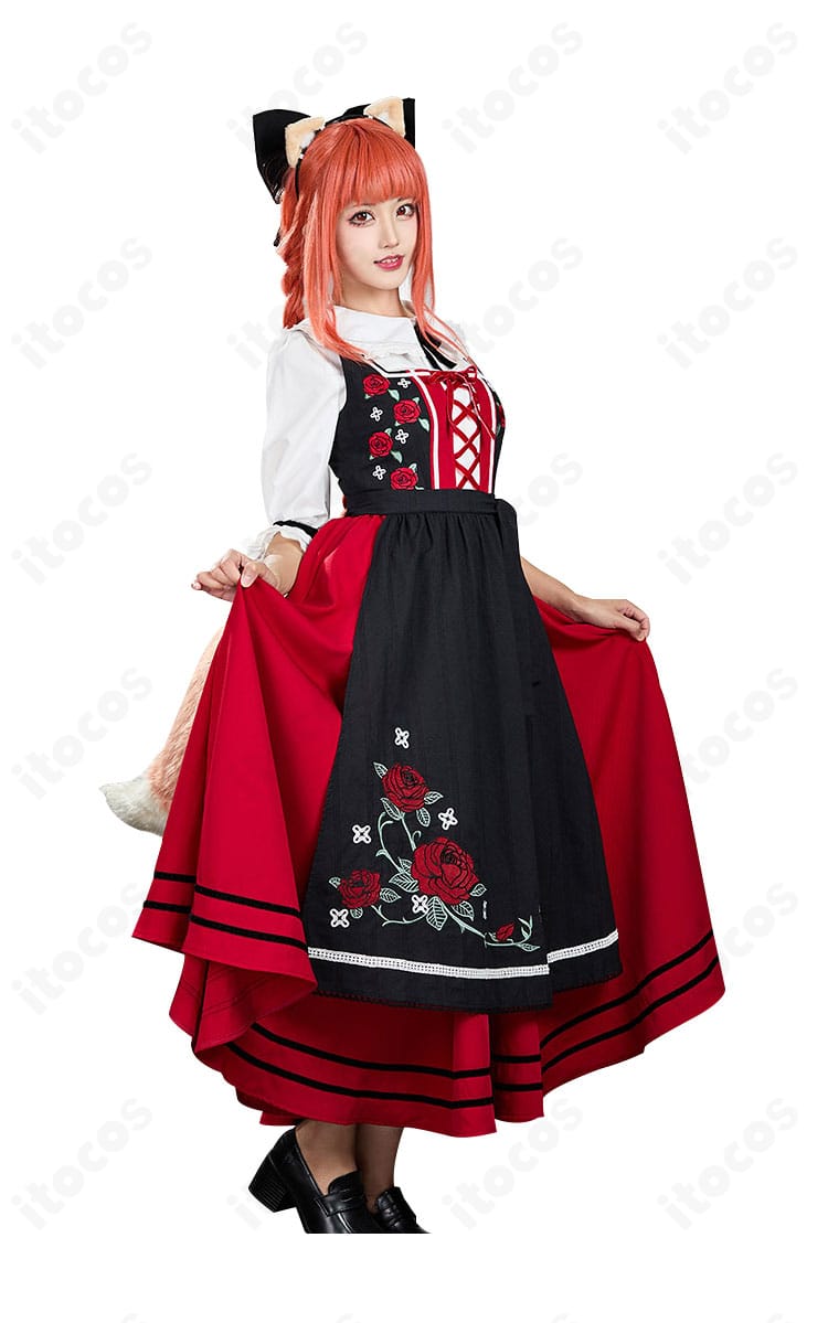 ホロ衣装右側の装飾クローズアップ。蝶結びとトリムの配置が見える。