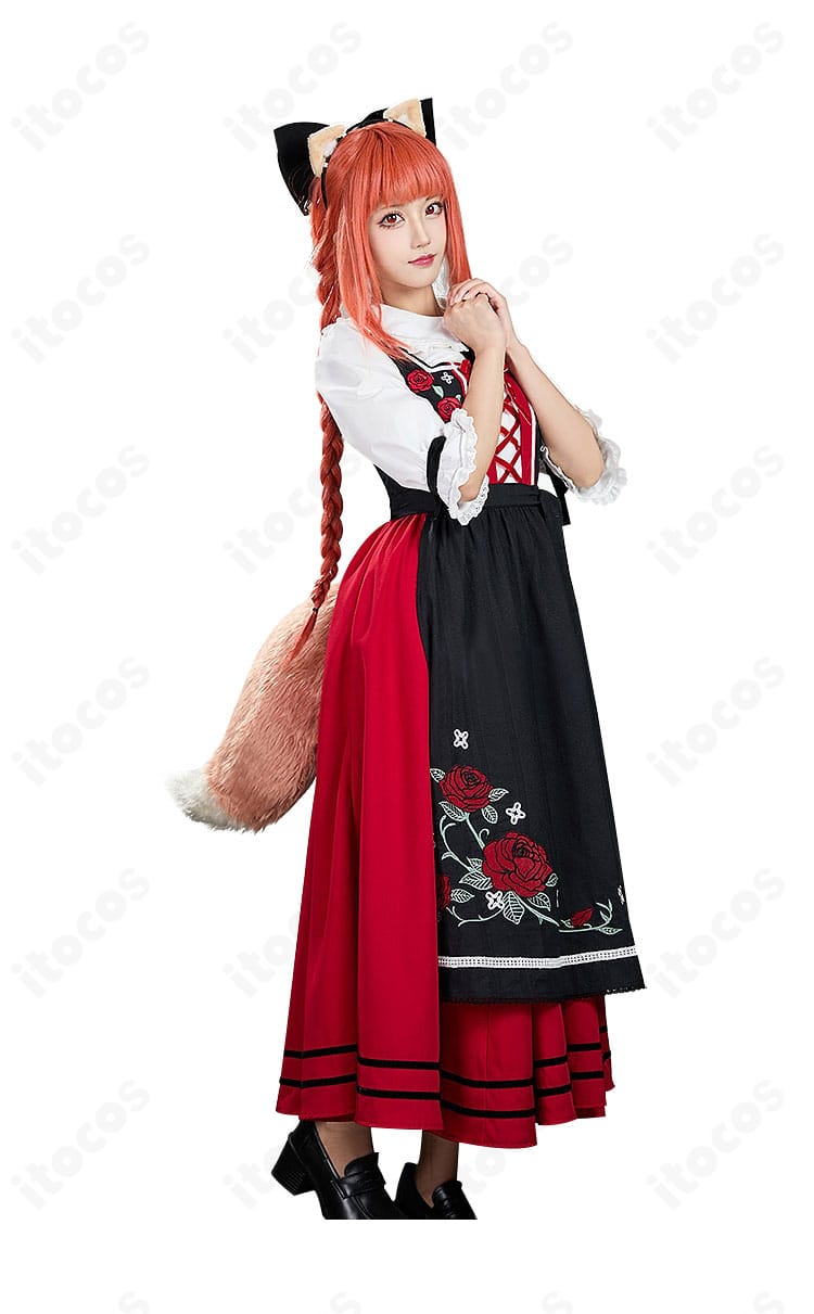 ホロ アルザス民族衣装のスカート刺繍風装飾アップ。裾デザインと装飾の密度を強調。