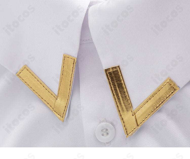 シャツ襟の装飾ディテール。立ち上がりの形状と刺繍の密度が分かる。