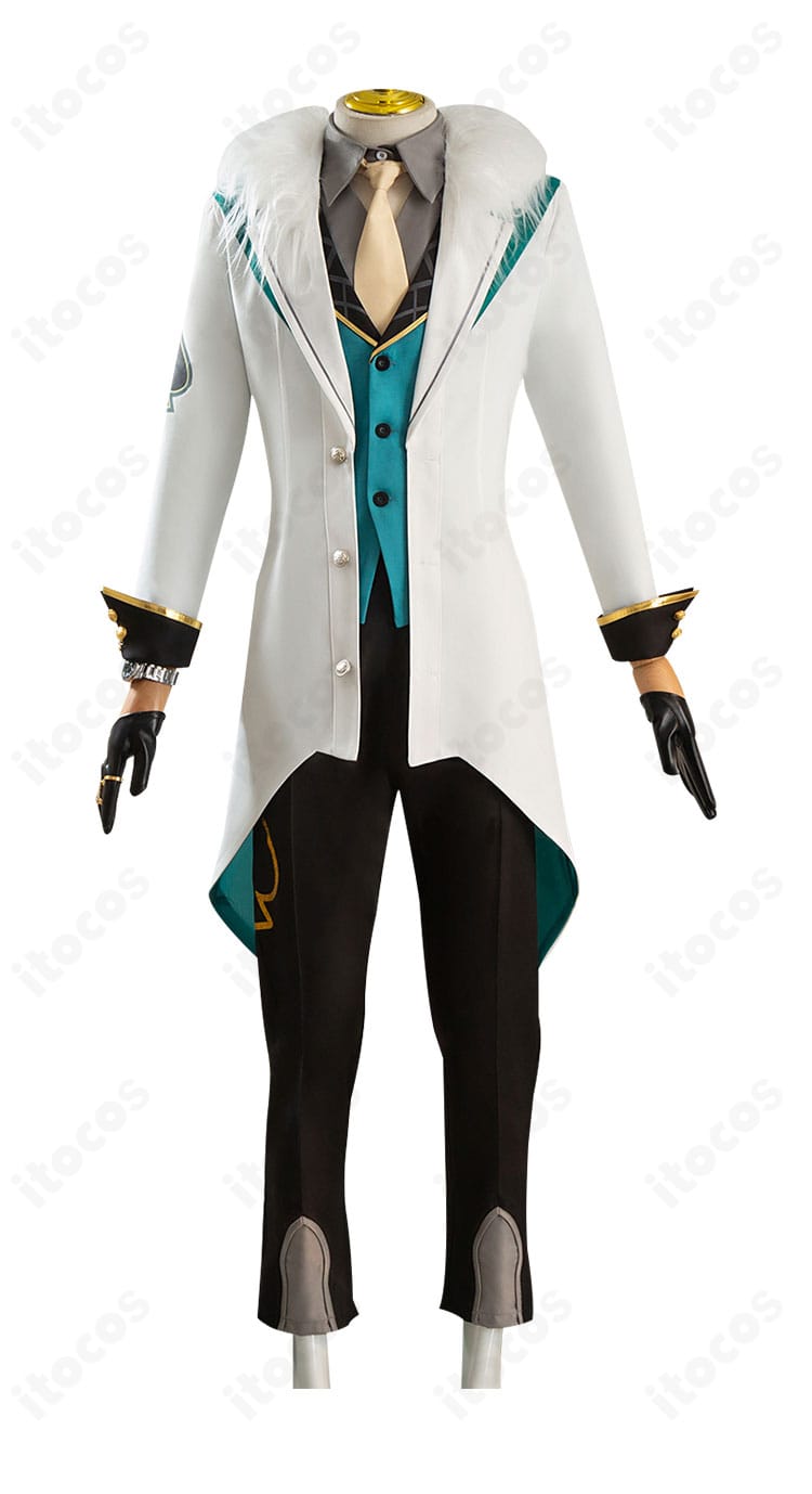 アベンチュリン コスプレ衣装の正面詳細。襟元やネクタイ、門襟の装飾と刺繍が分かるアップ