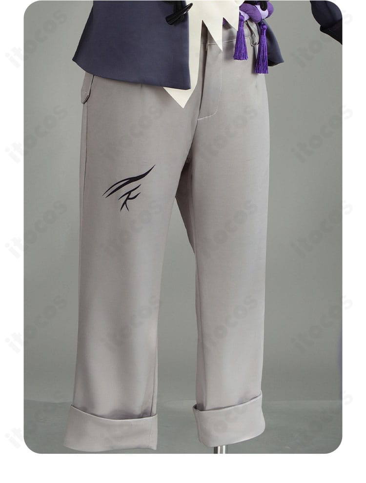 パンツ装飾のディテール。ズボンの装飾ステッチと意匠の近接画像