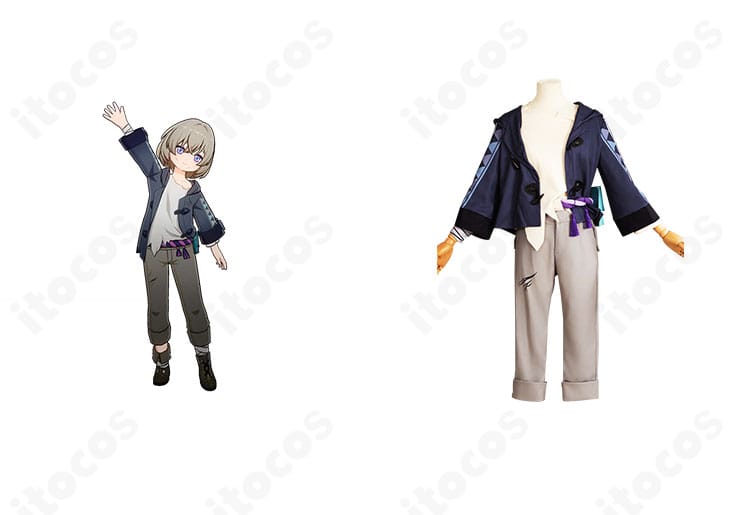 商品正面とキャラクターの組み合わせ。崩壊：スターレイル カカワーシャ幼少期コスプレの全体シルエットと配色を比較できる画像