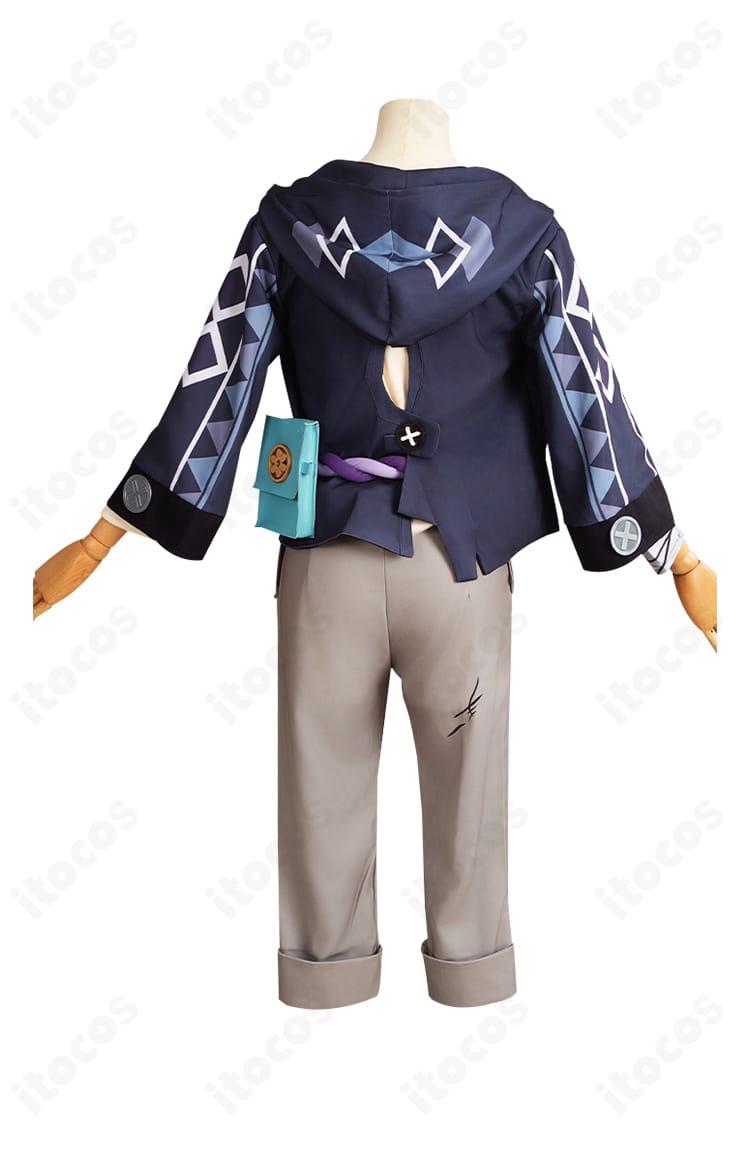 商品背面。カカワーシャ幼少期コスプレ衣装の背面カッティングと装飾配置の確認画像