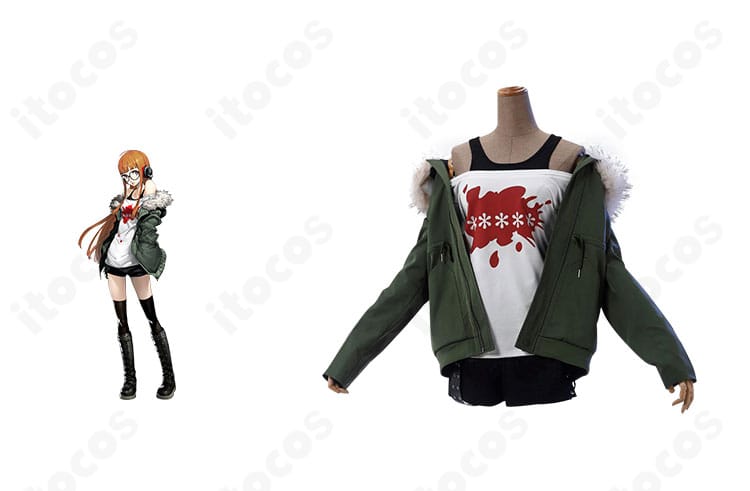 ペルソナ5 佐倉双葉の私服コスプレ衣装とキャラクター比較の正面カット。全体バランスと作品の雰囲気を忠実に再現。