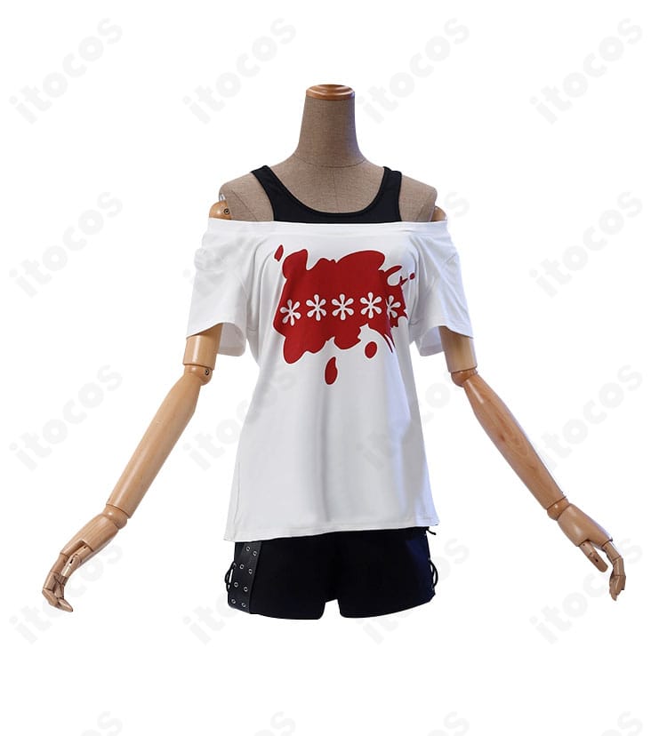 コスプレ衣装の内側ディテール。トップスとベルトの取り回しが分かる機能的な設計説明用画像。